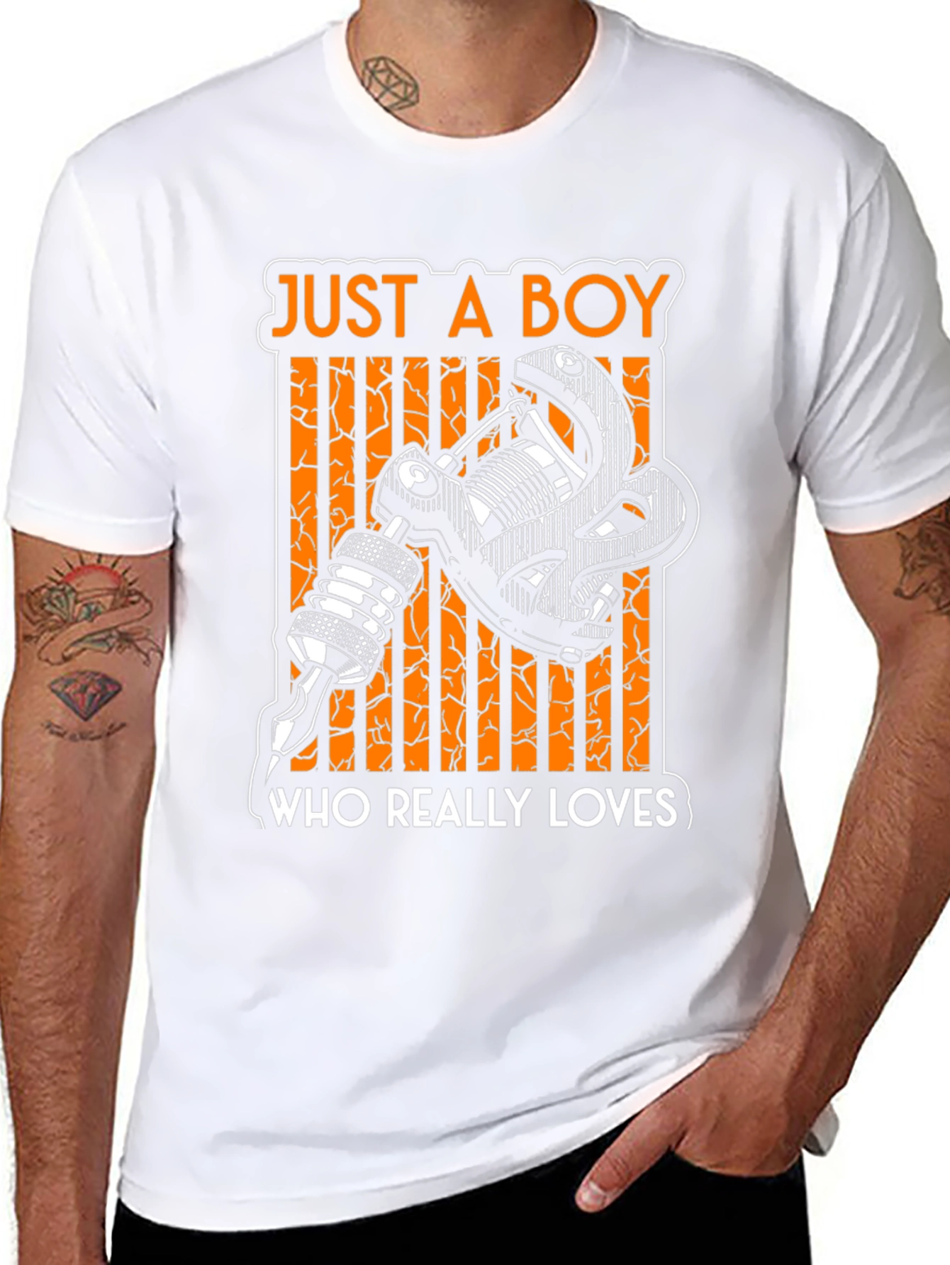 Just a Boy Who Really Loves Tattoos - Black T-Shirt