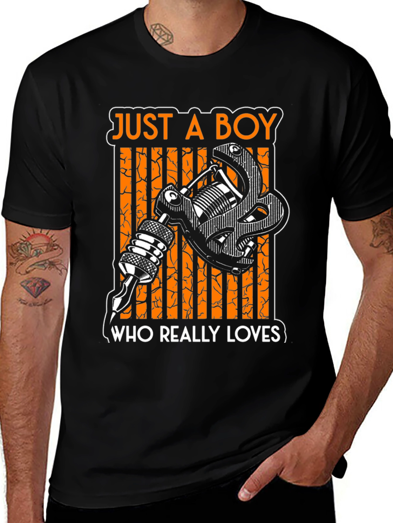 Just a Boy Who Really Loves Tattoos - Black T-Shirt