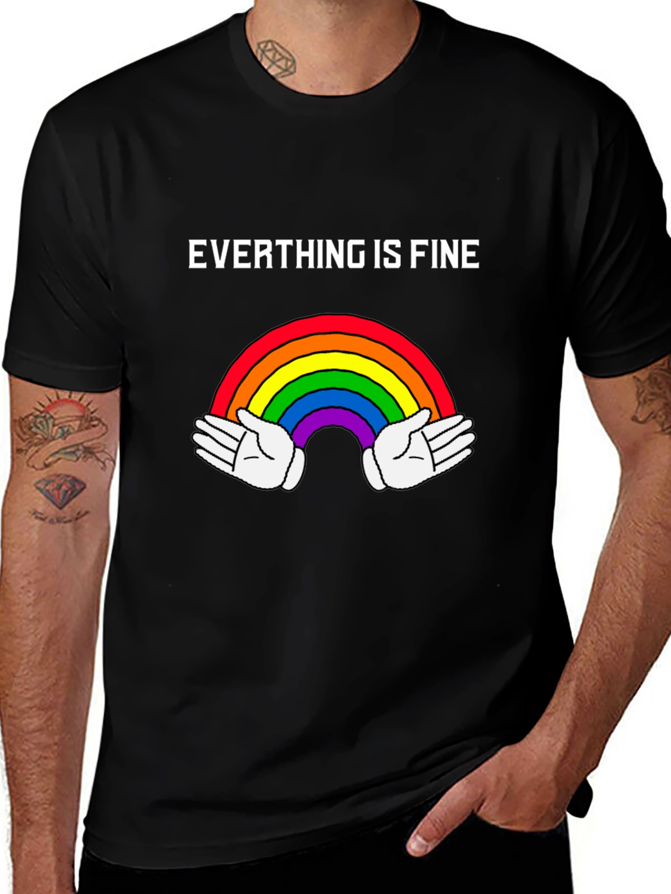 Everything Is Fine Rainbow Graphic Tee