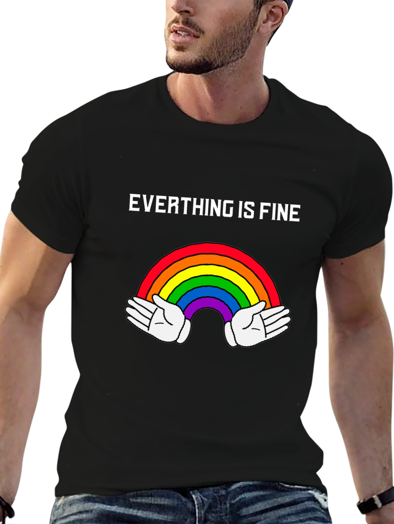Everything Is Fine Rainbow Graphic Tee