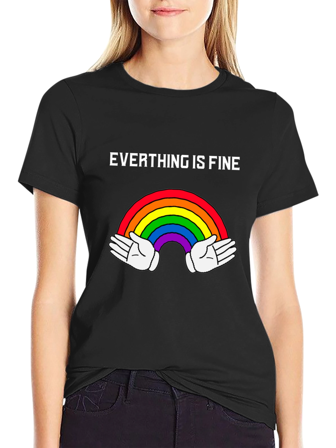 Everything Is Fine Rainbow Graphic Tee