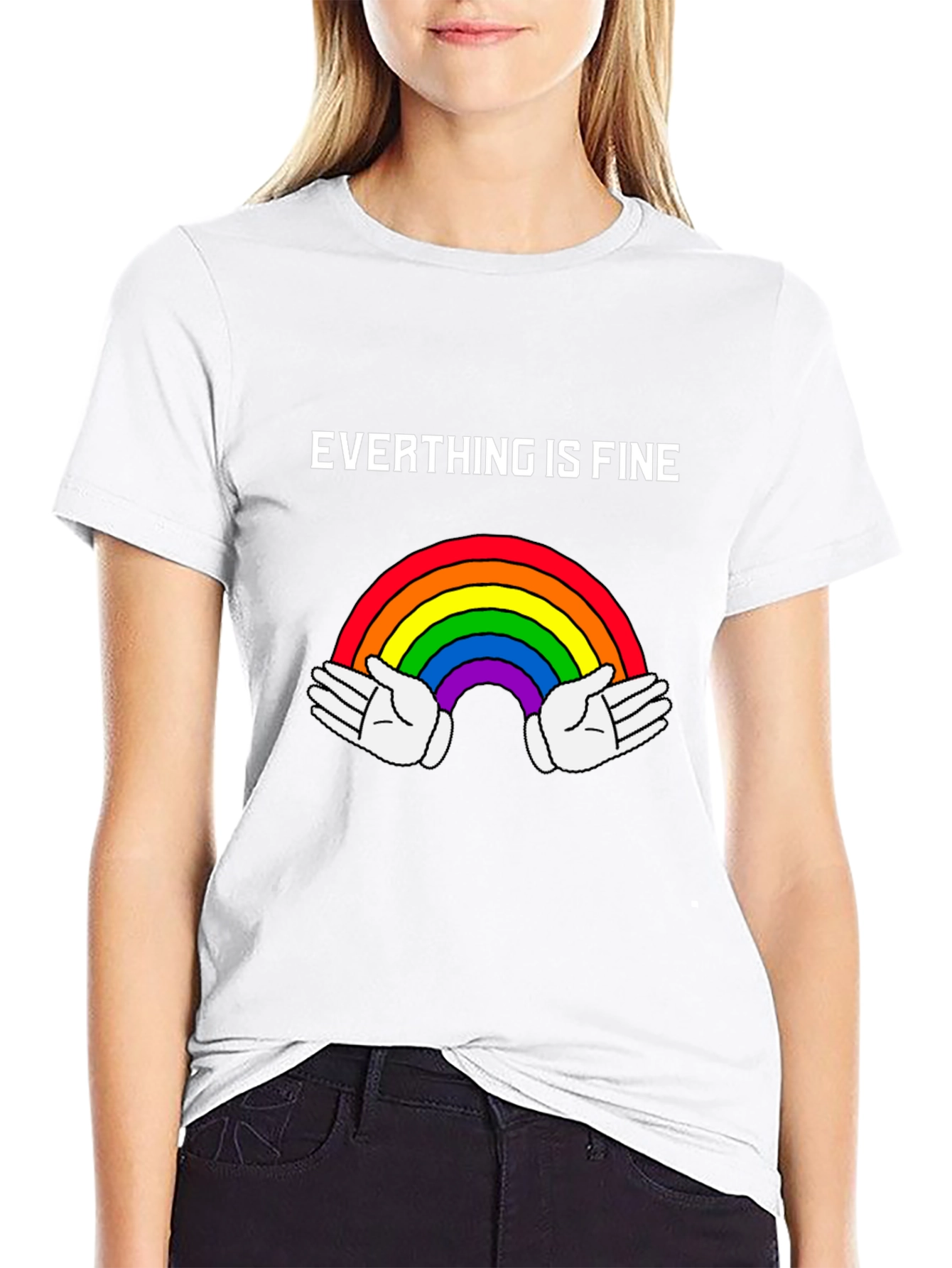 Everything Is Fine Rainbow Graphic Tee