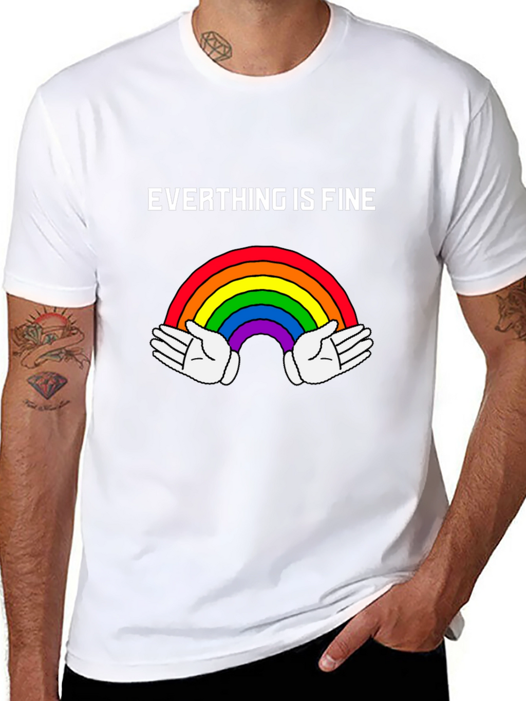 Everything Is Fine Rainbow Graphic Tee