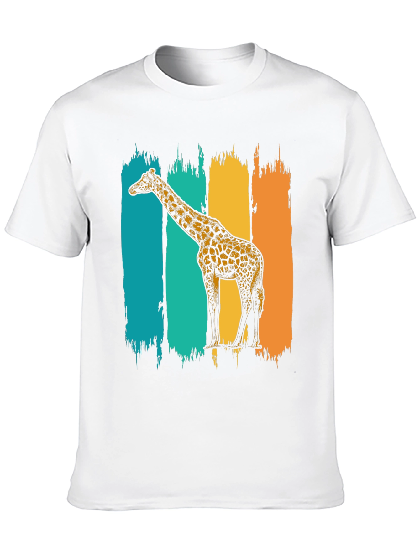 Retro Giraffe Graphic Tee - Stylish Mens Black T-Shirt