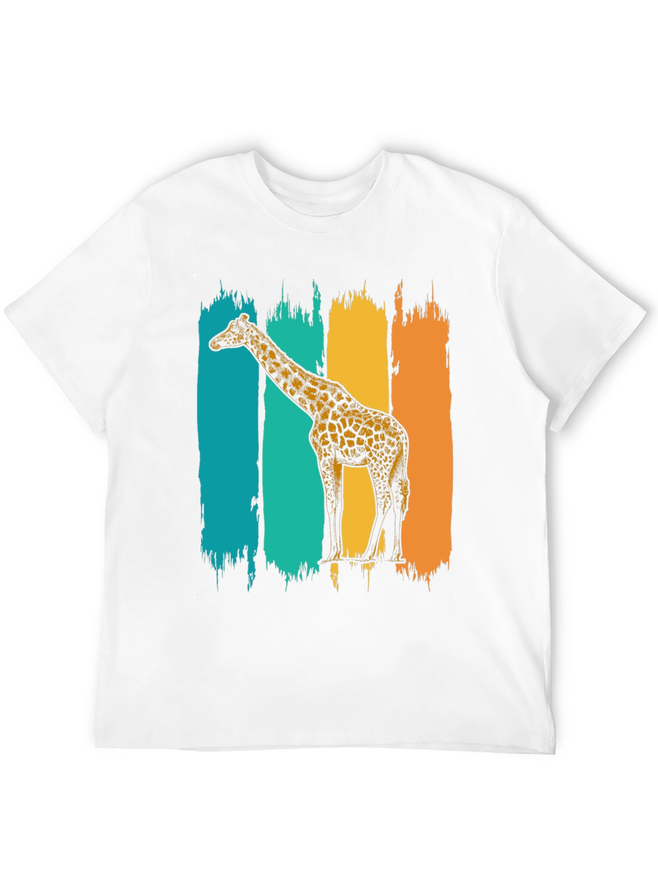 Retro Giraffe Graphic Tee - Stylish Mens Black T-Shirt