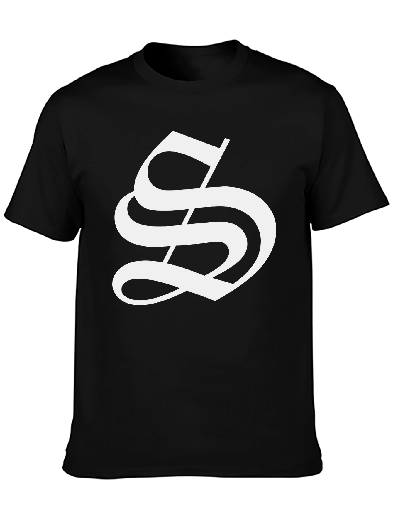 Bold Black Tee with White Letter S Design