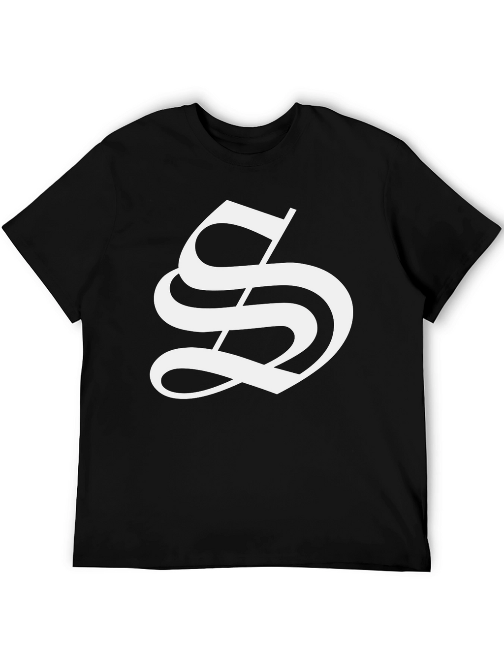 Bold Black Tee with White Letter S Design