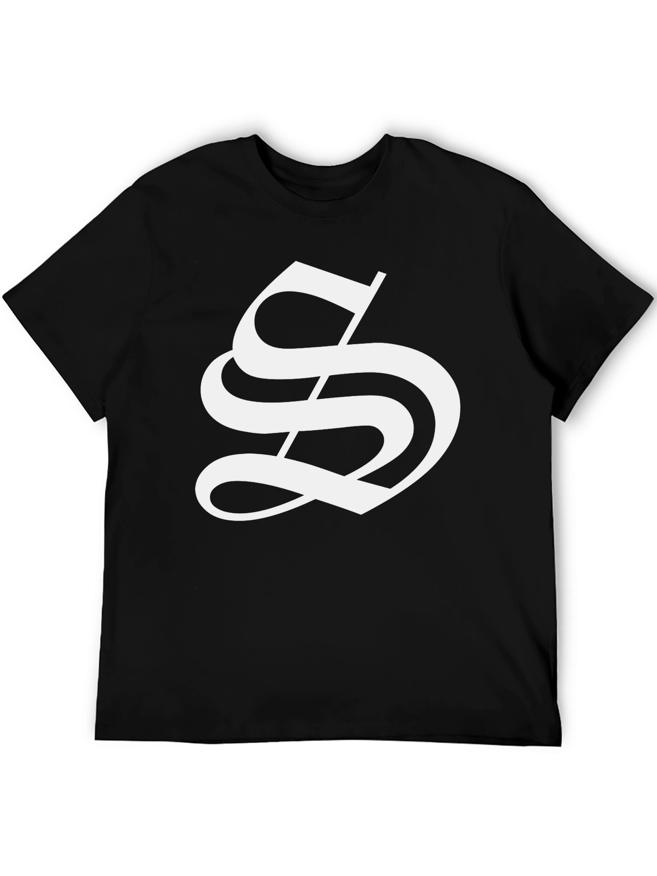 Bold Black Tee with White Letter S Design