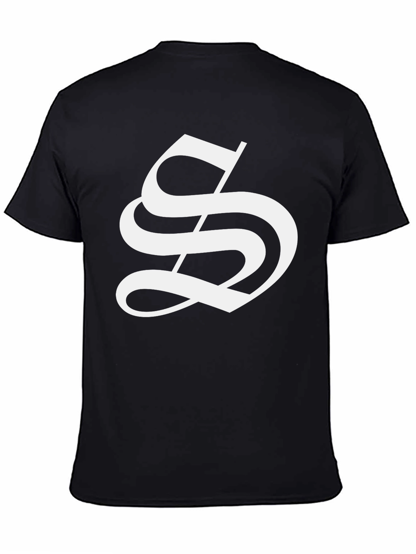 Bold Black Tee with White Letter S Design