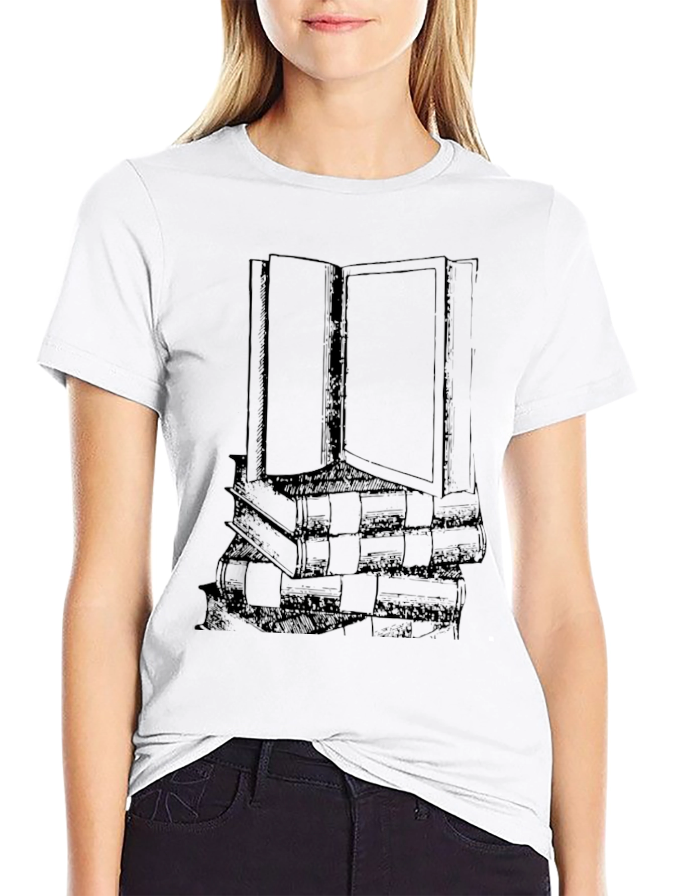 Book Stack Graphic T-Shirt - Readers Tee
