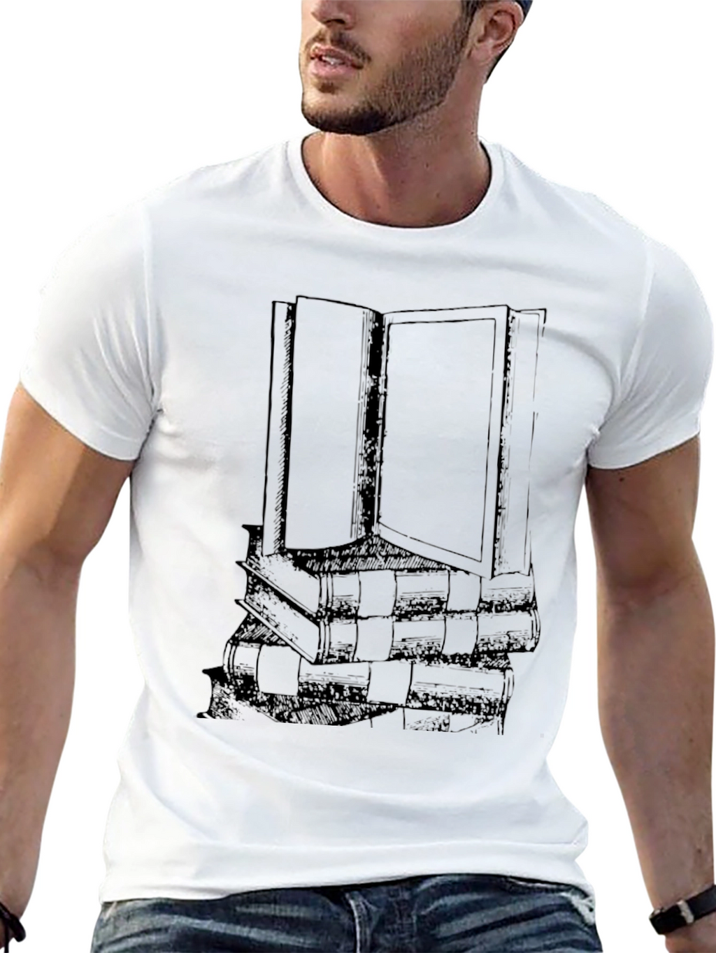 Book Stack Graphic T-Shirt - Readers Tee