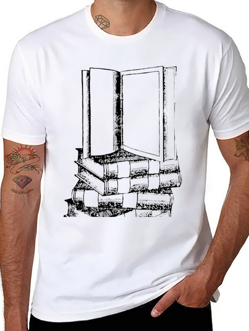 Book Stack Graphic T-Shirt - Readers Tee