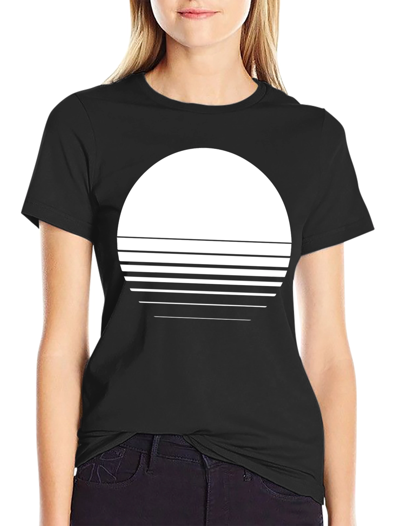 Retro Sunset Graphic T-Shirt - Black