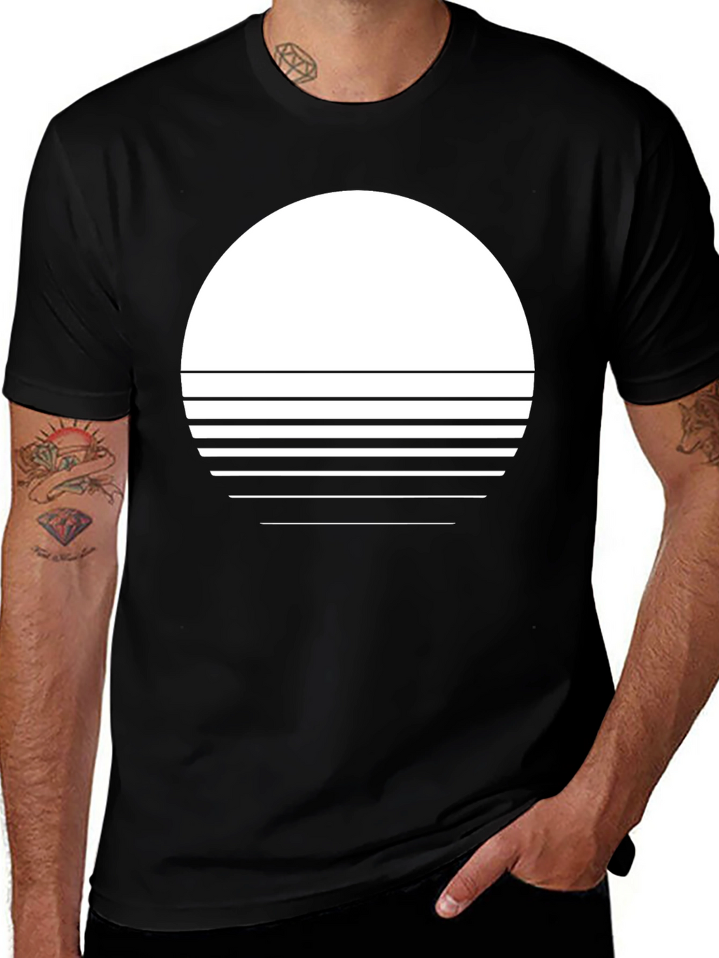Retro Sunset Graphic T-Shirt - Black