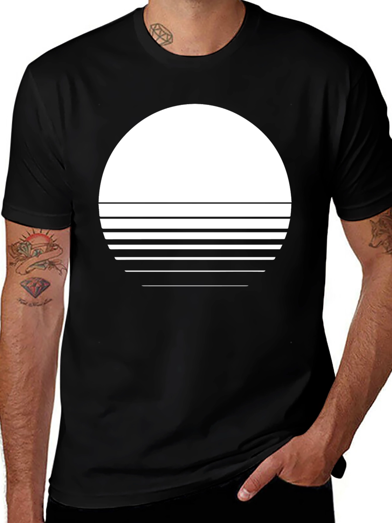 Retro Sunset Graphic T-Shirt - Black