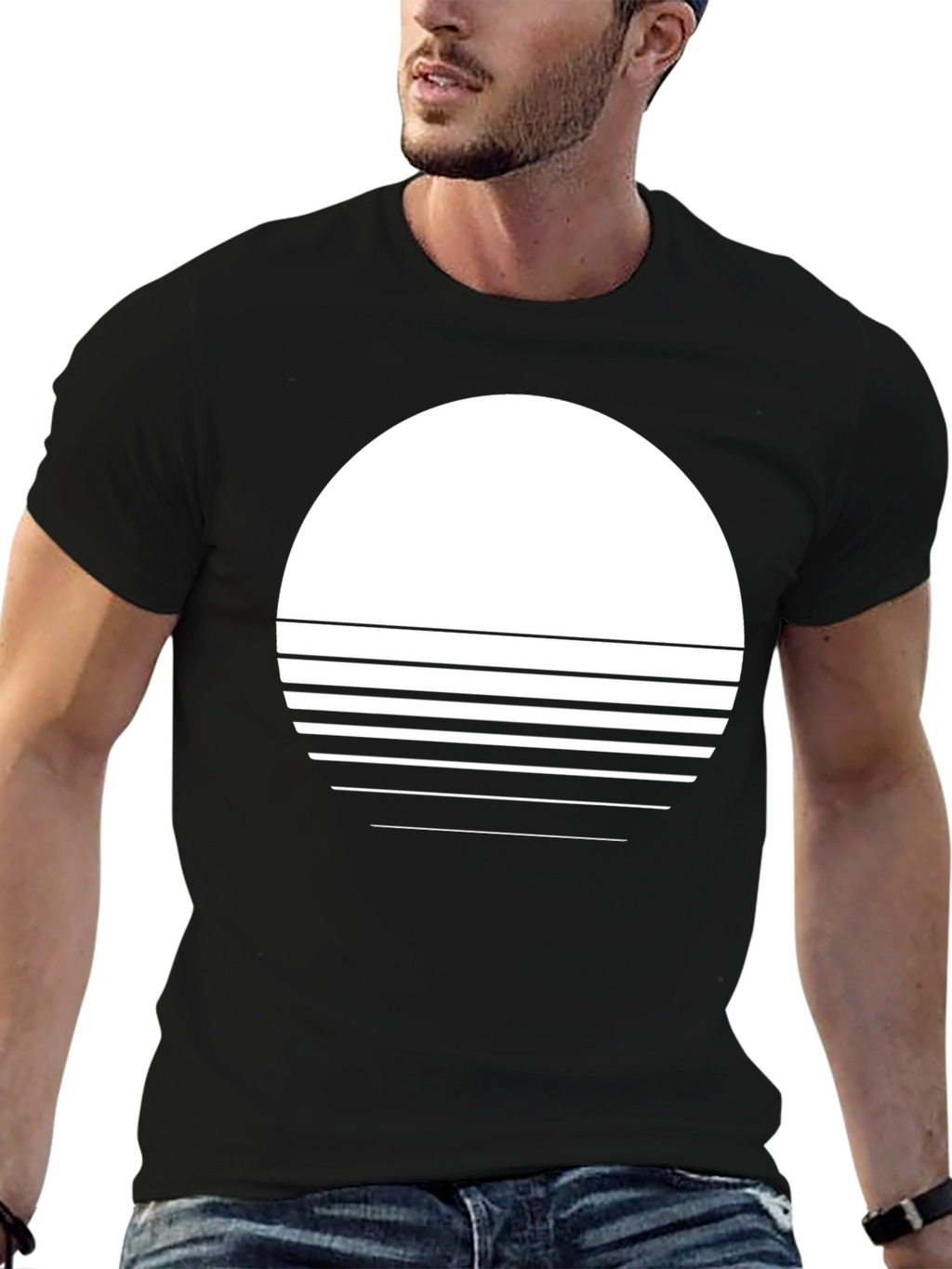 Retro Sunset Graphic T-Shirt - Black