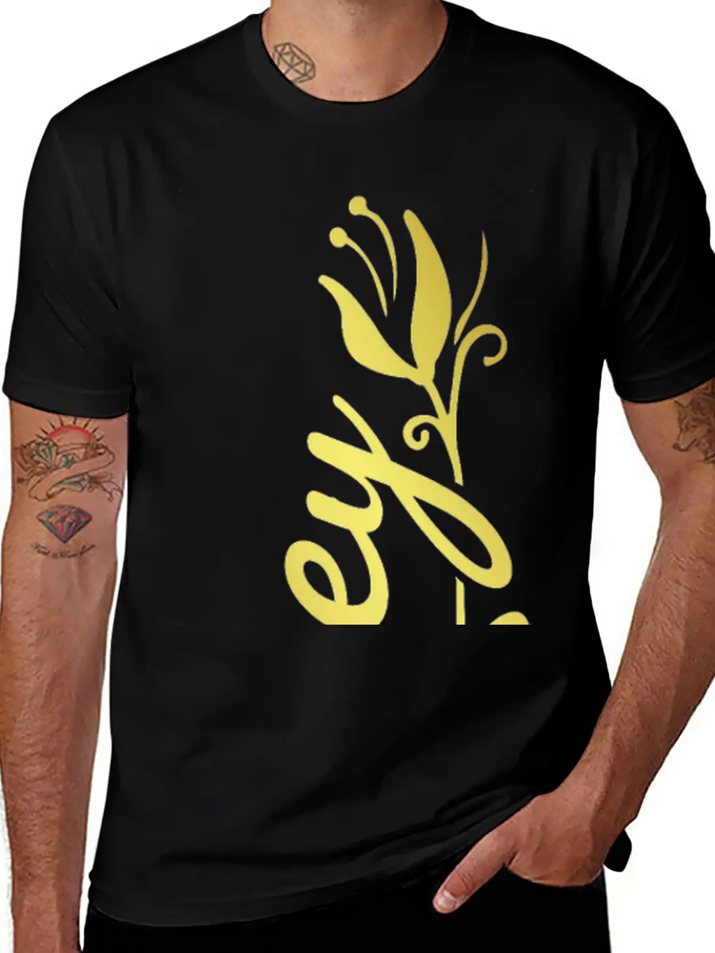 Zoey Name Faux Gold Tulip Flourish Stylish Everyday T-Shirt – Unisex Basic Cotton Tee