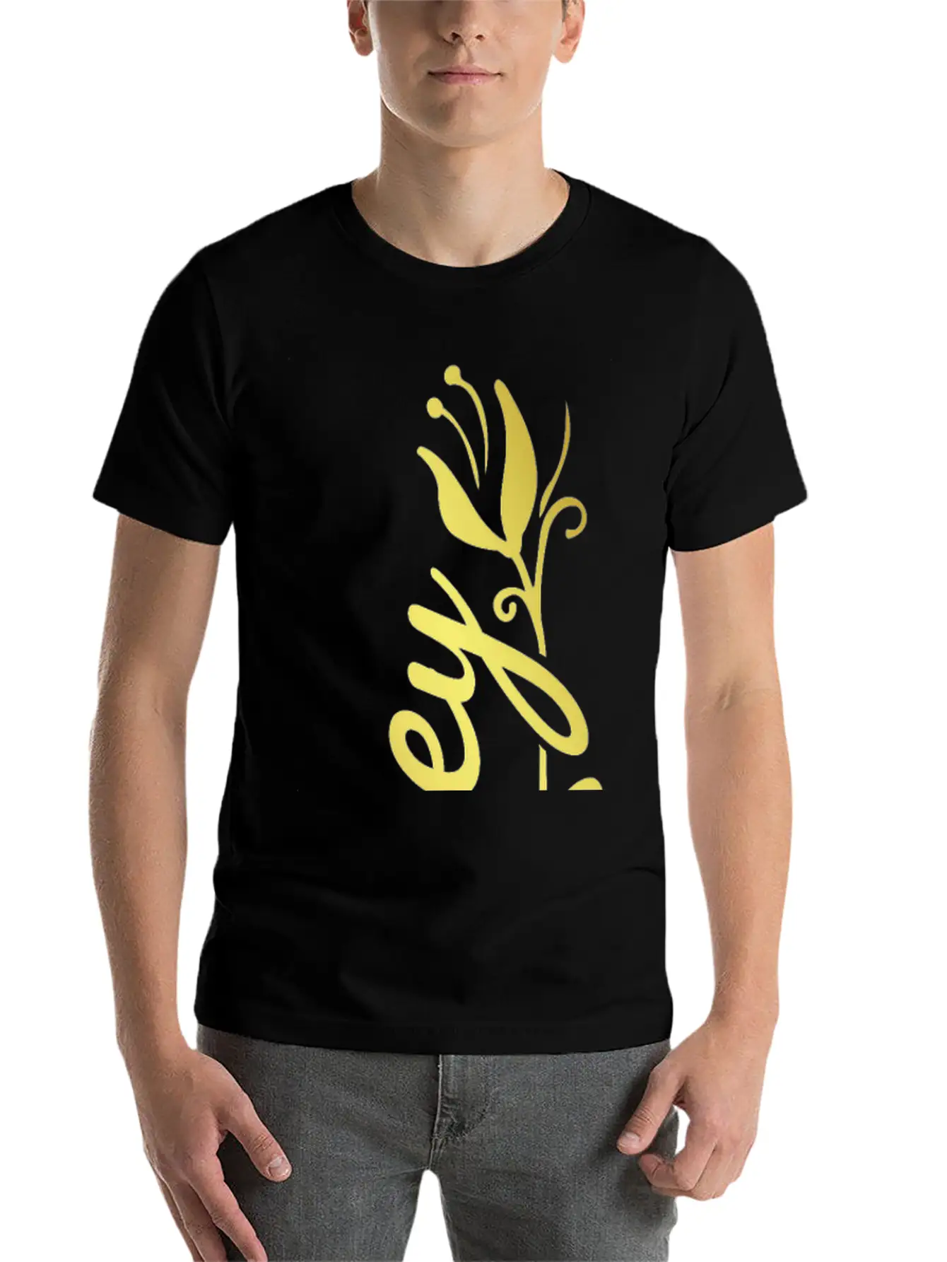 Zoey Name Faux Gold Tulip Flourish Stylish Everyday T-Shirt – Unisex Basic Cotton Tee