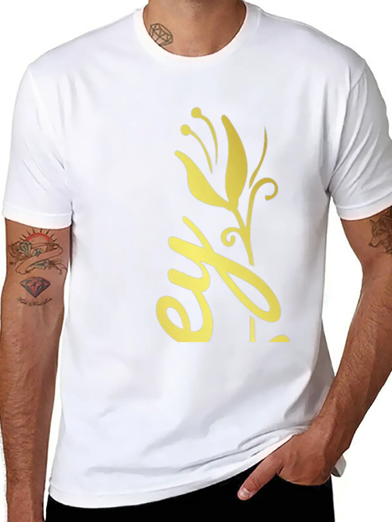 Zoey Name Faux Gold Tulip Flourish Stylish Everyday T-Shirt – Unisex Basic Cotton Tee