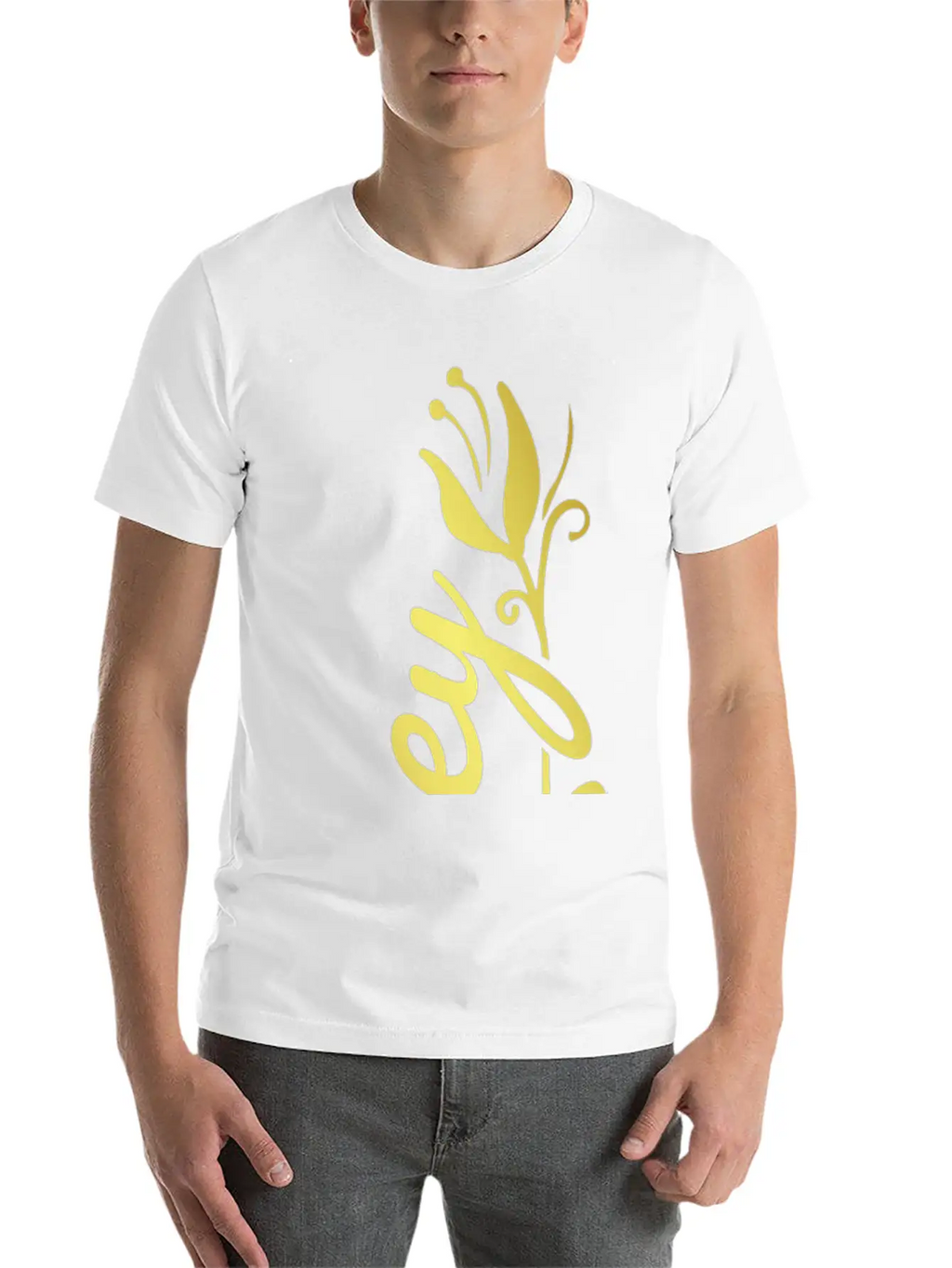 Zoey Name Faux Gold Tulip Flourish Stylish Everyday T-Shirt – Unisex Basic Cotton Tee