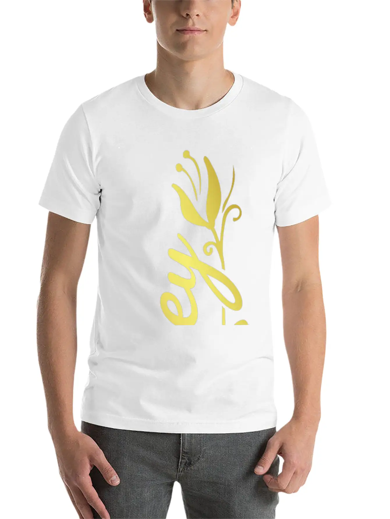Zoey Name Faux Gold Tulip Flourish Stylish Everyday T-Shirt – Unisex Basic Cotton Tee