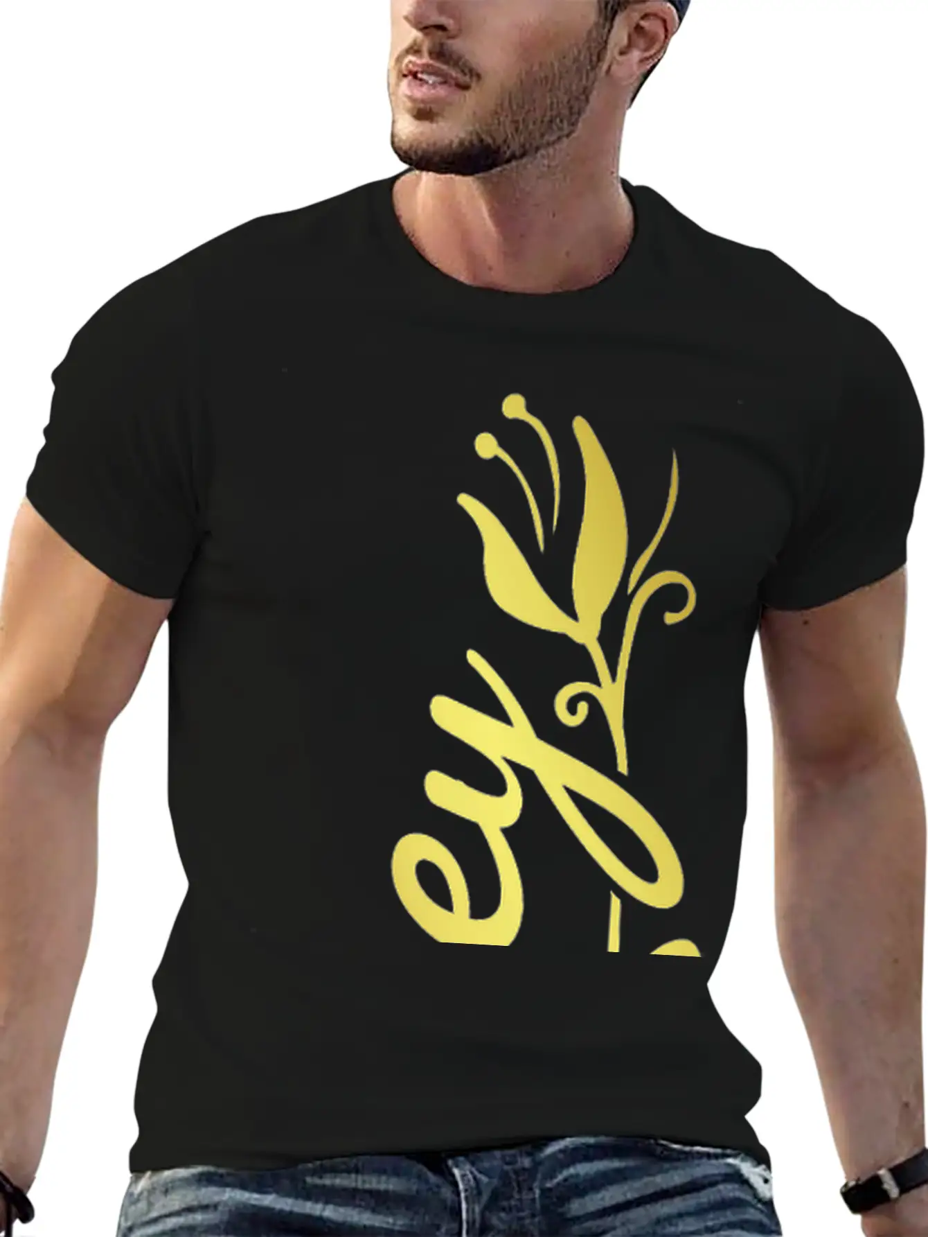 Zoey Name Faux Gold Tulip Flourish Stylish Everyday T-Shirt – Unisex Basic Cotton Tee