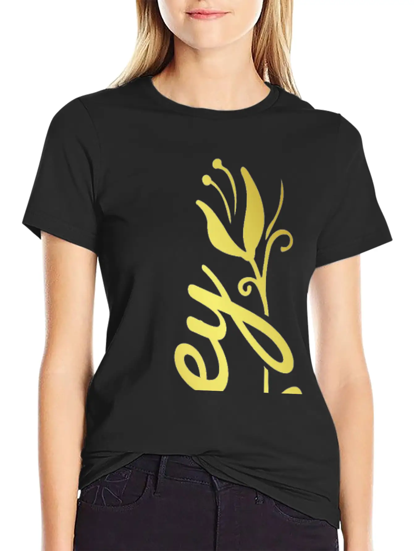 Zoey Name Faux Gold Tulip Flourish Stylish Everyday T-Shirt – Unisex Basic Cotton Tee