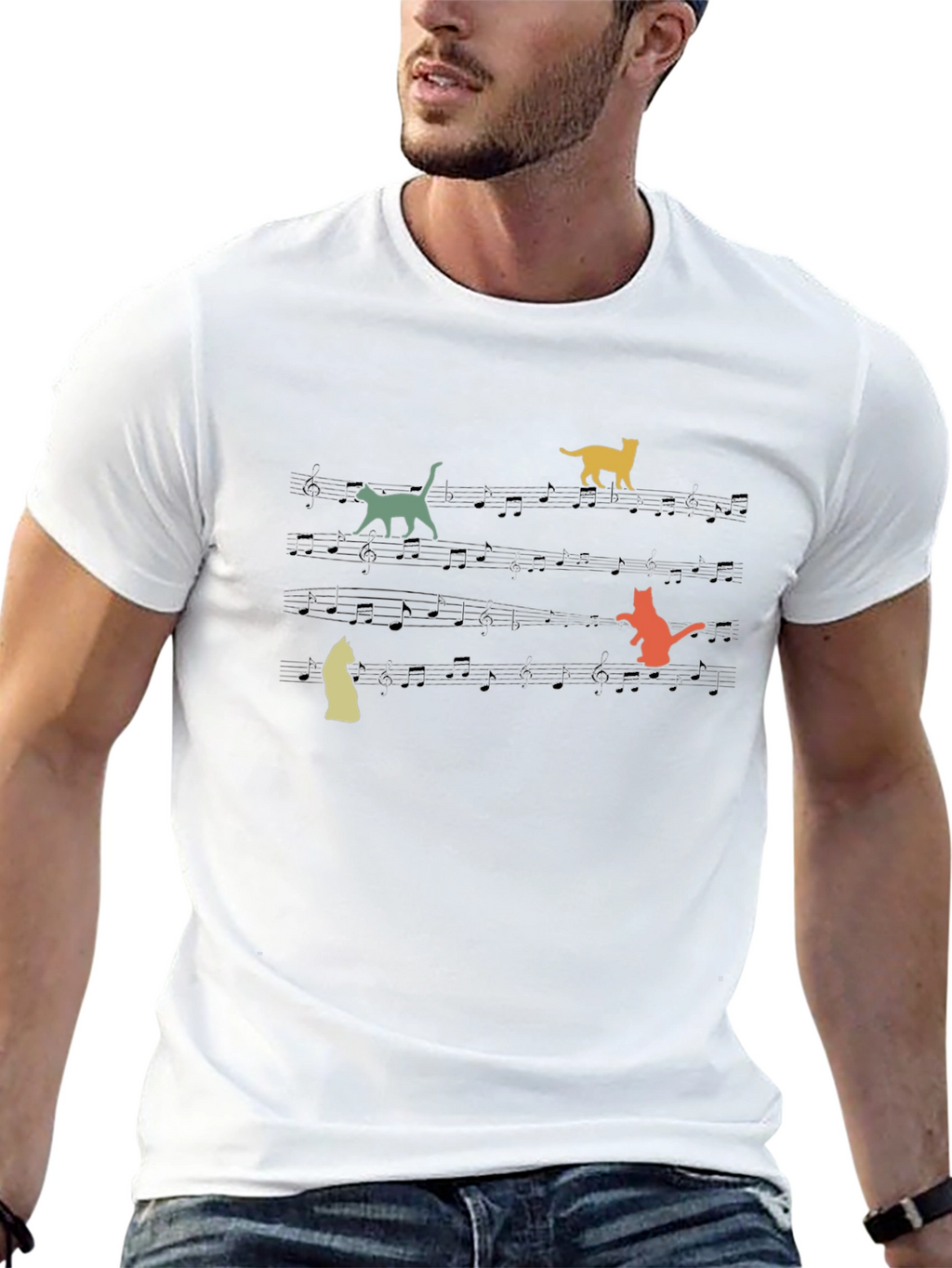 Musical Cats Graphic Tee - Black