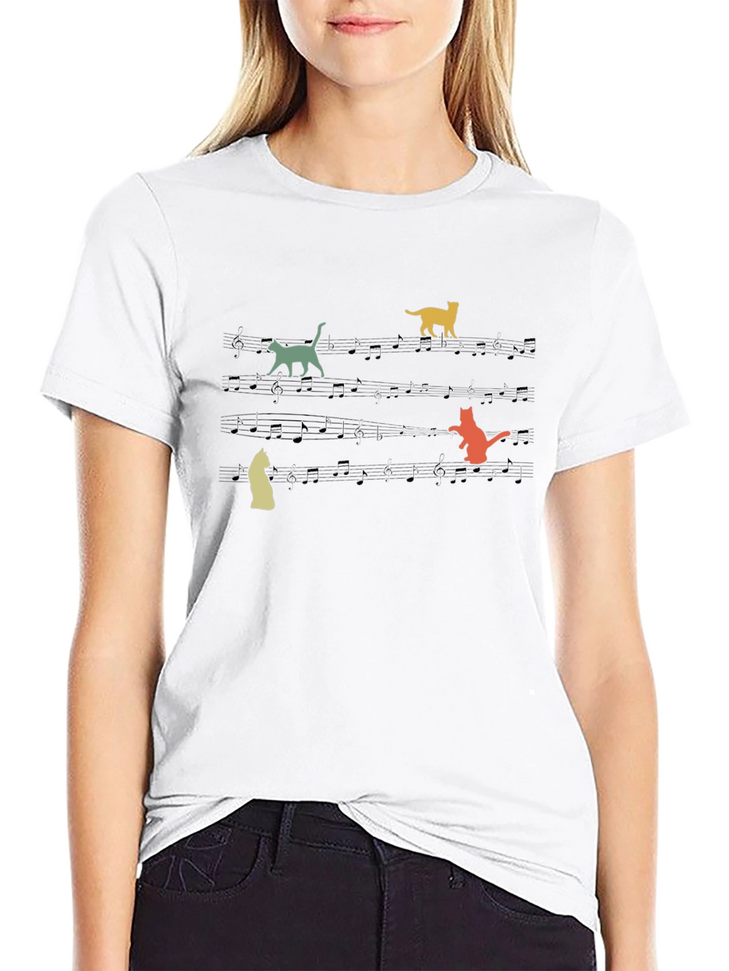 Musical Cats Graphic Tee - Black