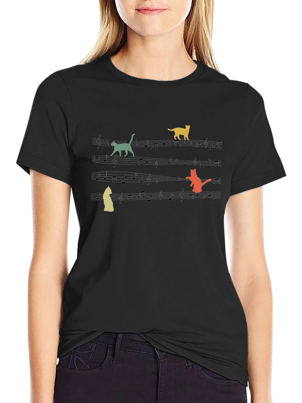 Musical Cats Graphic Tee - Black