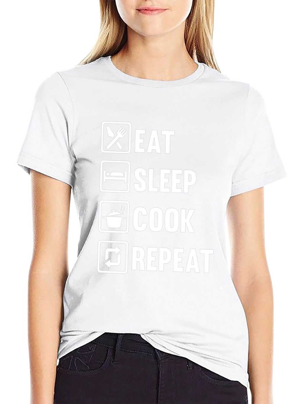 Eat Sleep Cook Repeat Black T-Shirt