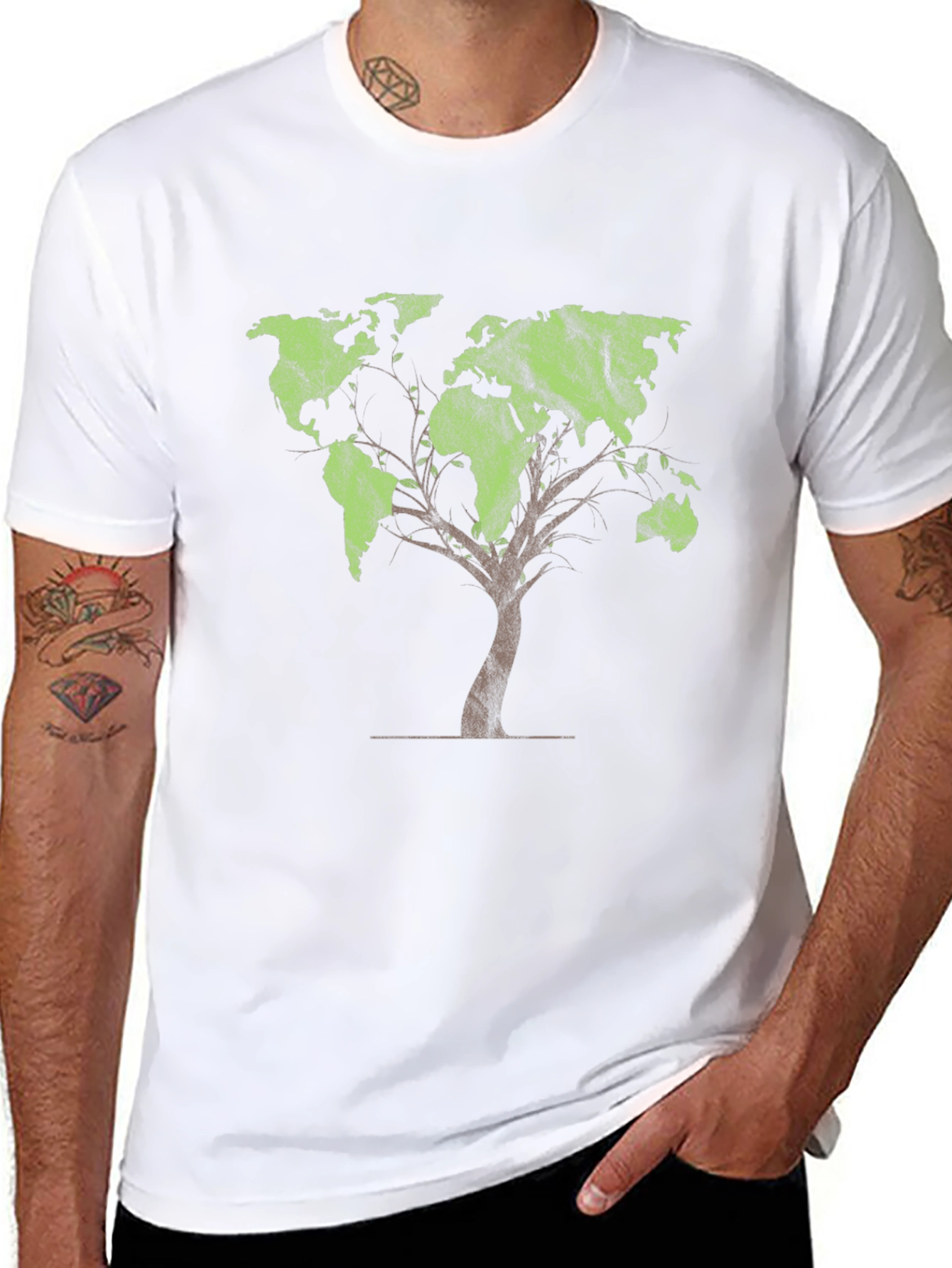 World Map Tree Graphic Tee - Black