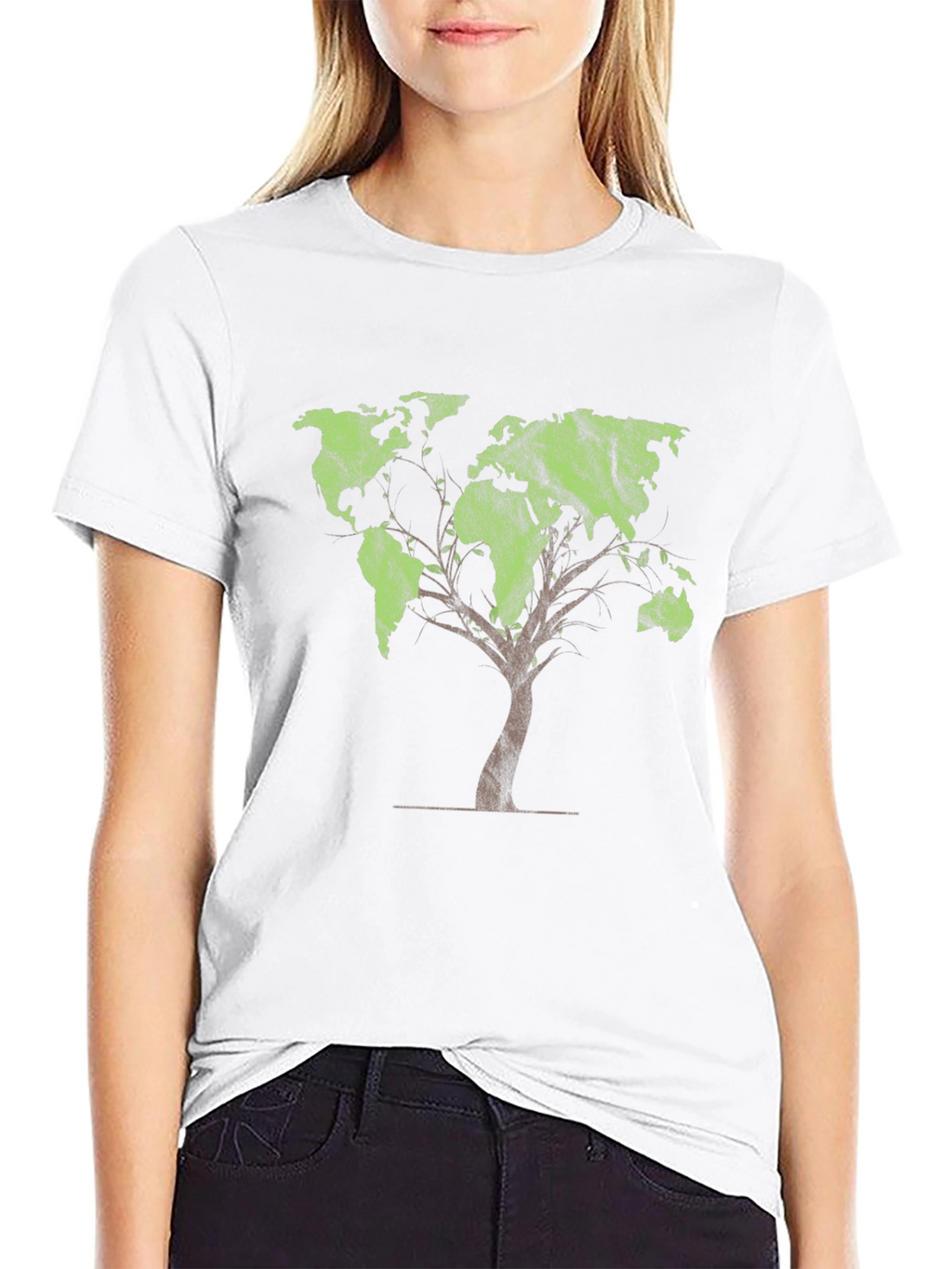 World Map Tree Graphic Tee - Black