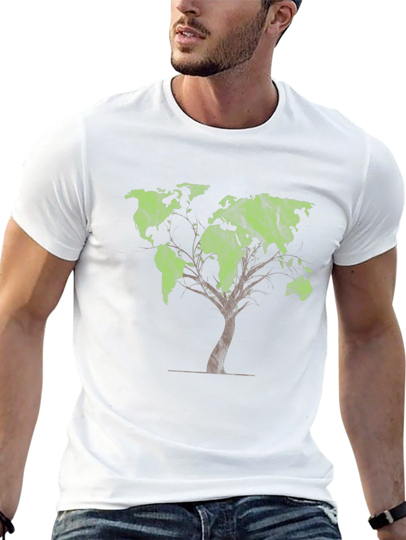 World Map Tree Graphic Tee - Black