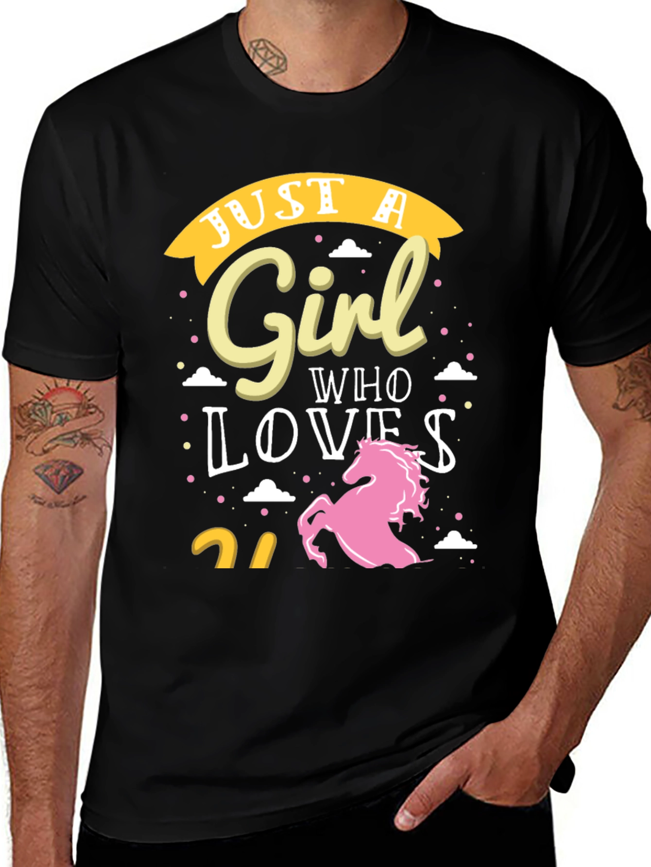 Just a Girl Who Loves Unicorns Black T-Shirt
