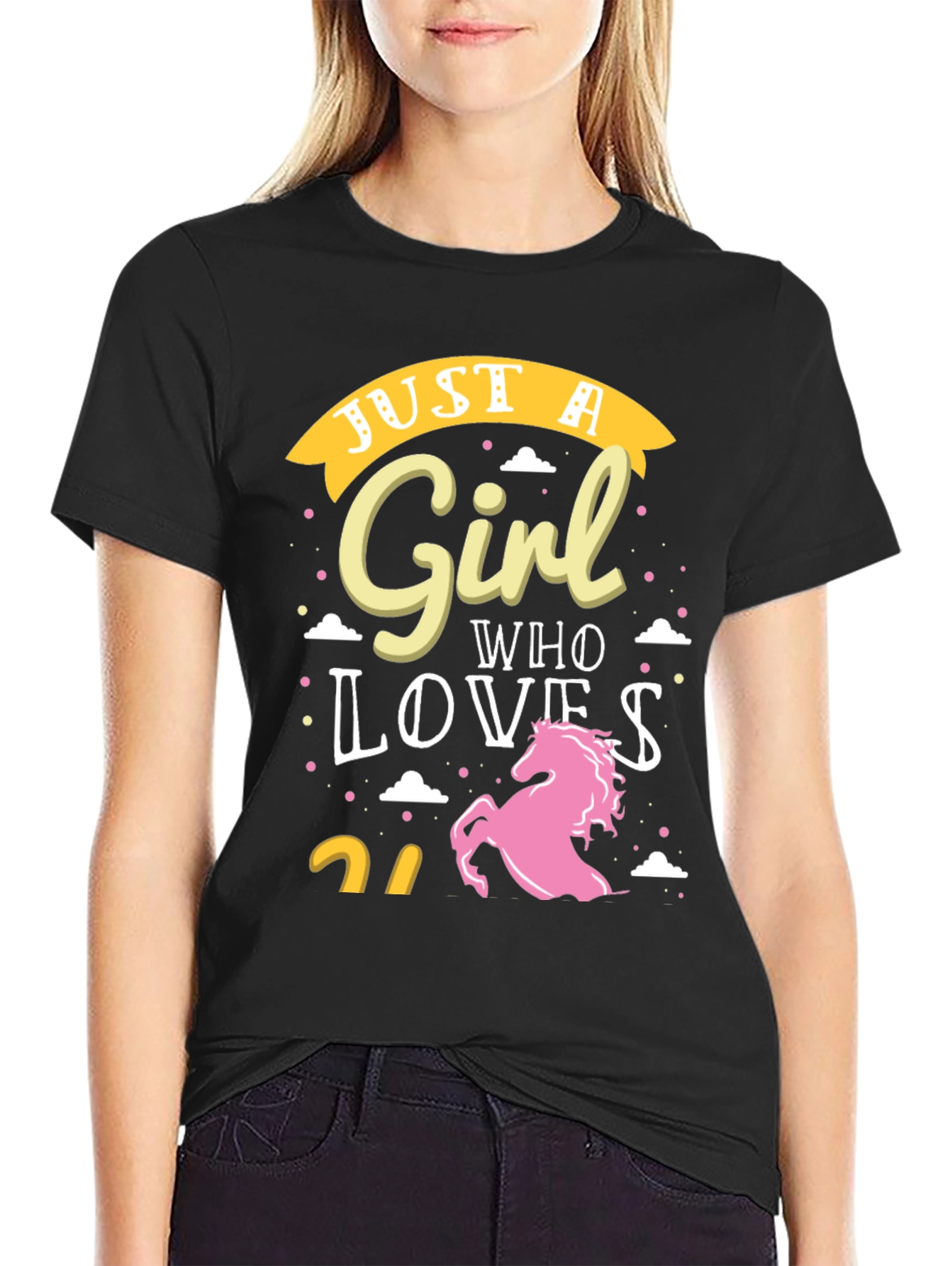 Just a Girl Who Loves Unicorns Black T-Shirt