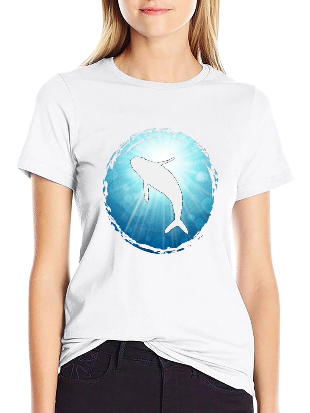 Ocean Dolphin Graphic Black T-Shirt