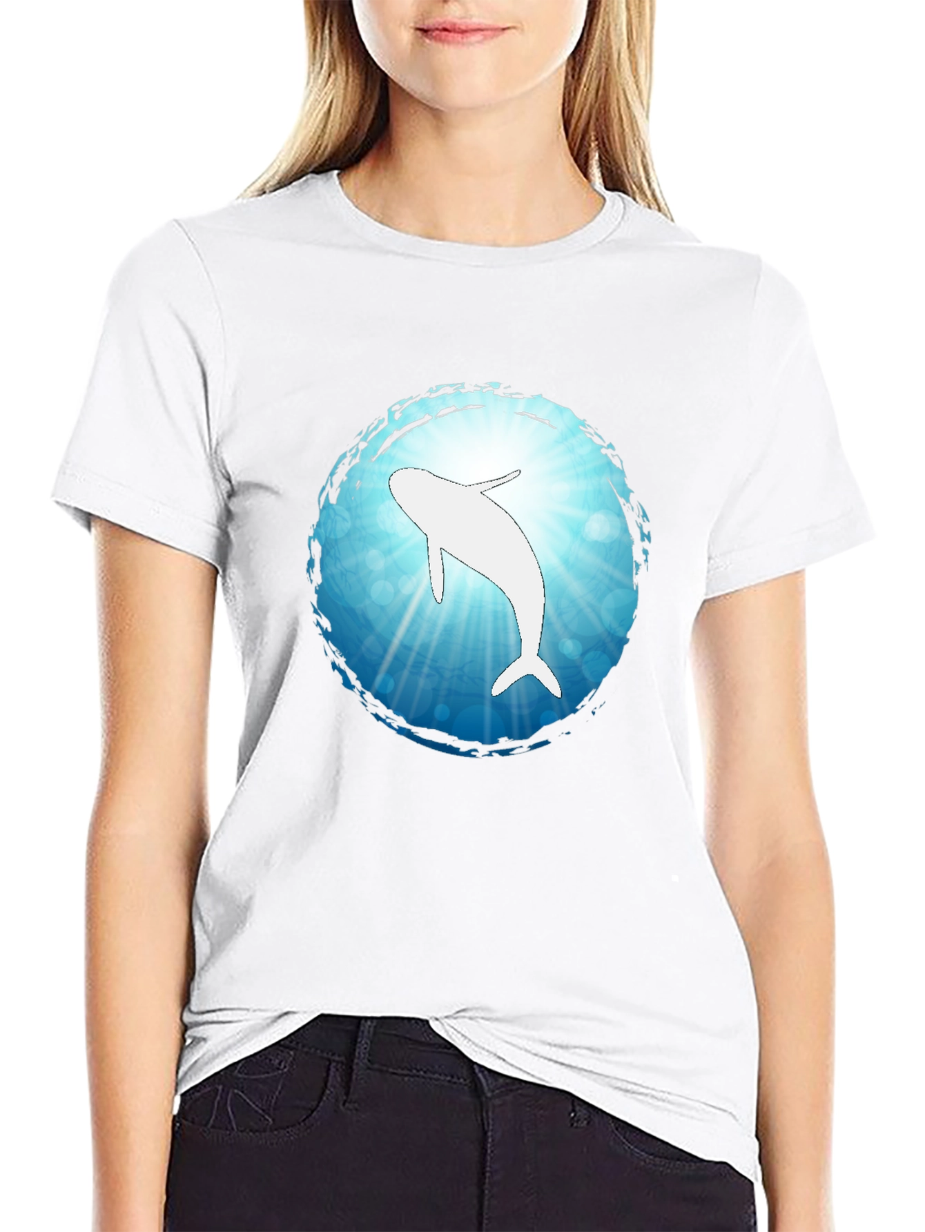Ocean Dolphin Graphic Black T-Shirt