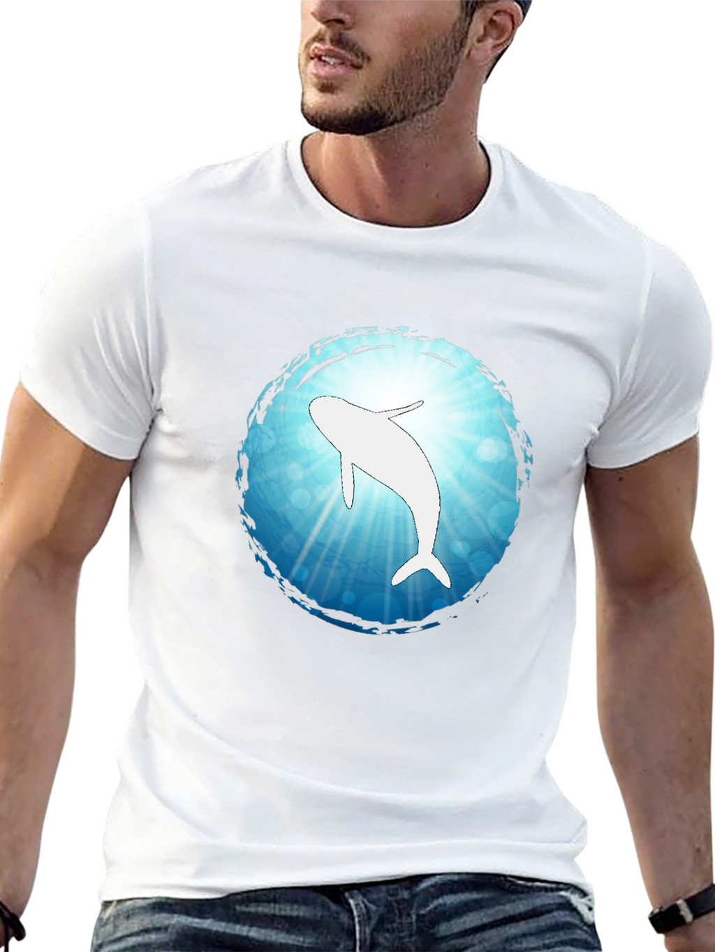 Ocean Dolphin Graphic Black T-Shirt