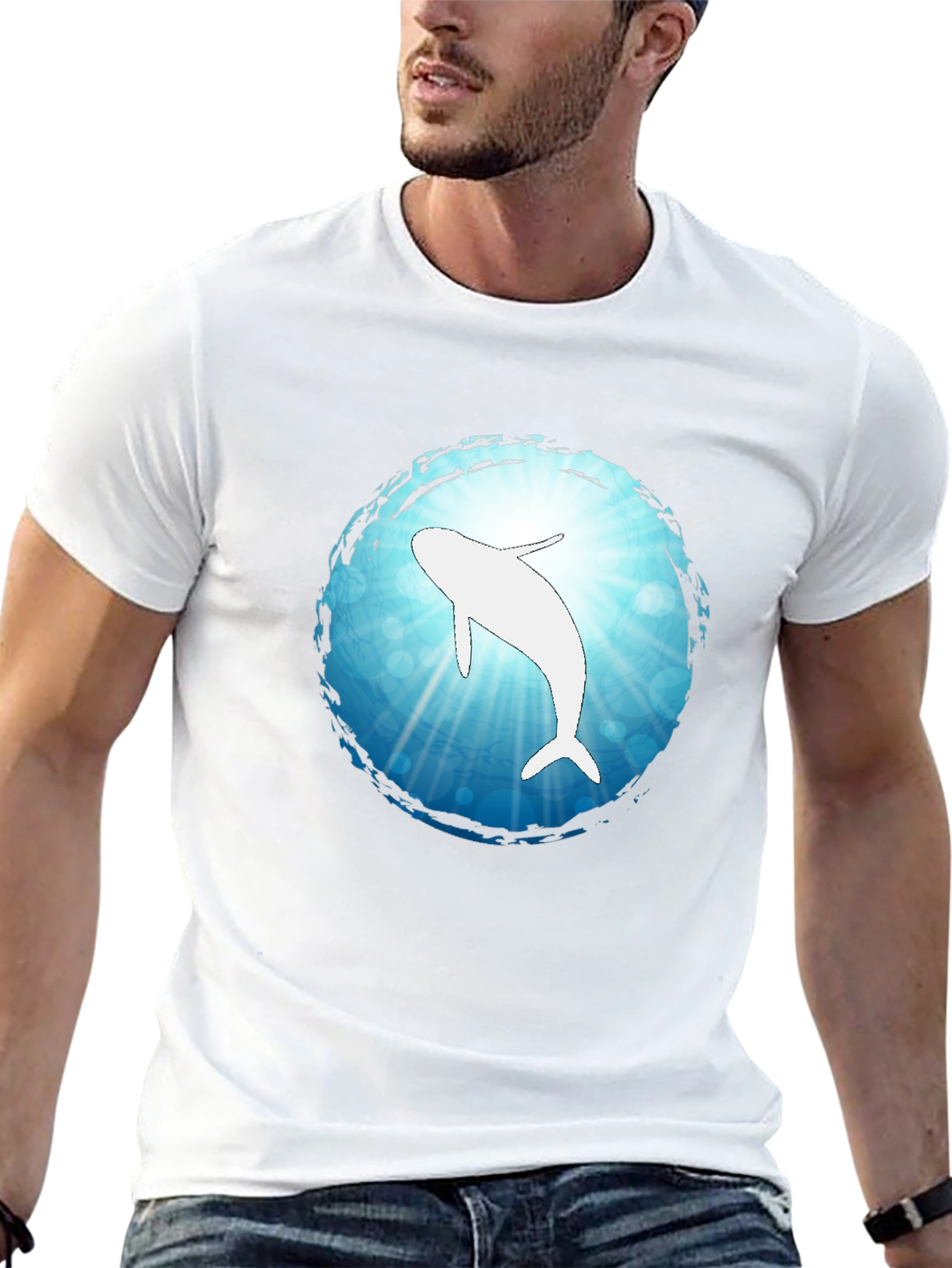 Ocean Dolphin Graphic Black T-Shirt