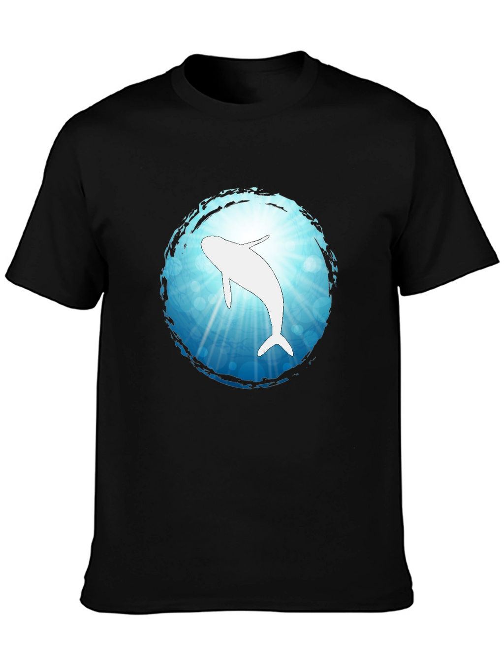 Ocean Dolphin Graphic Black T-Shirt