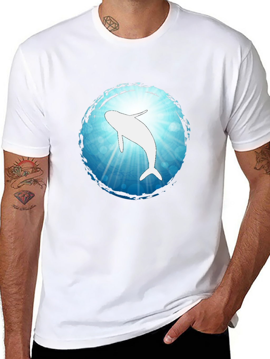 Ocean Dolphin Graphic Black T-Shirt